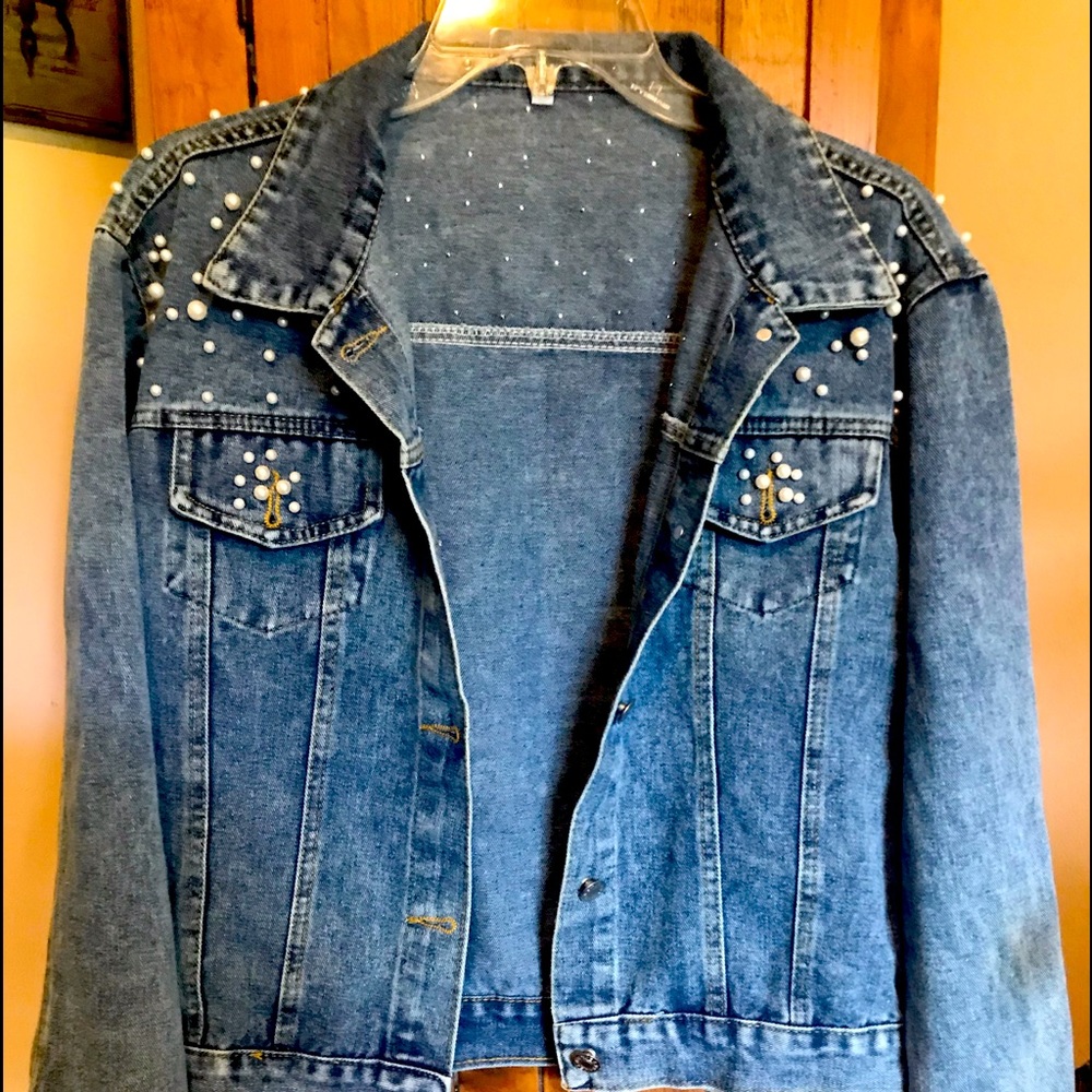 Denim jacket beaded xl